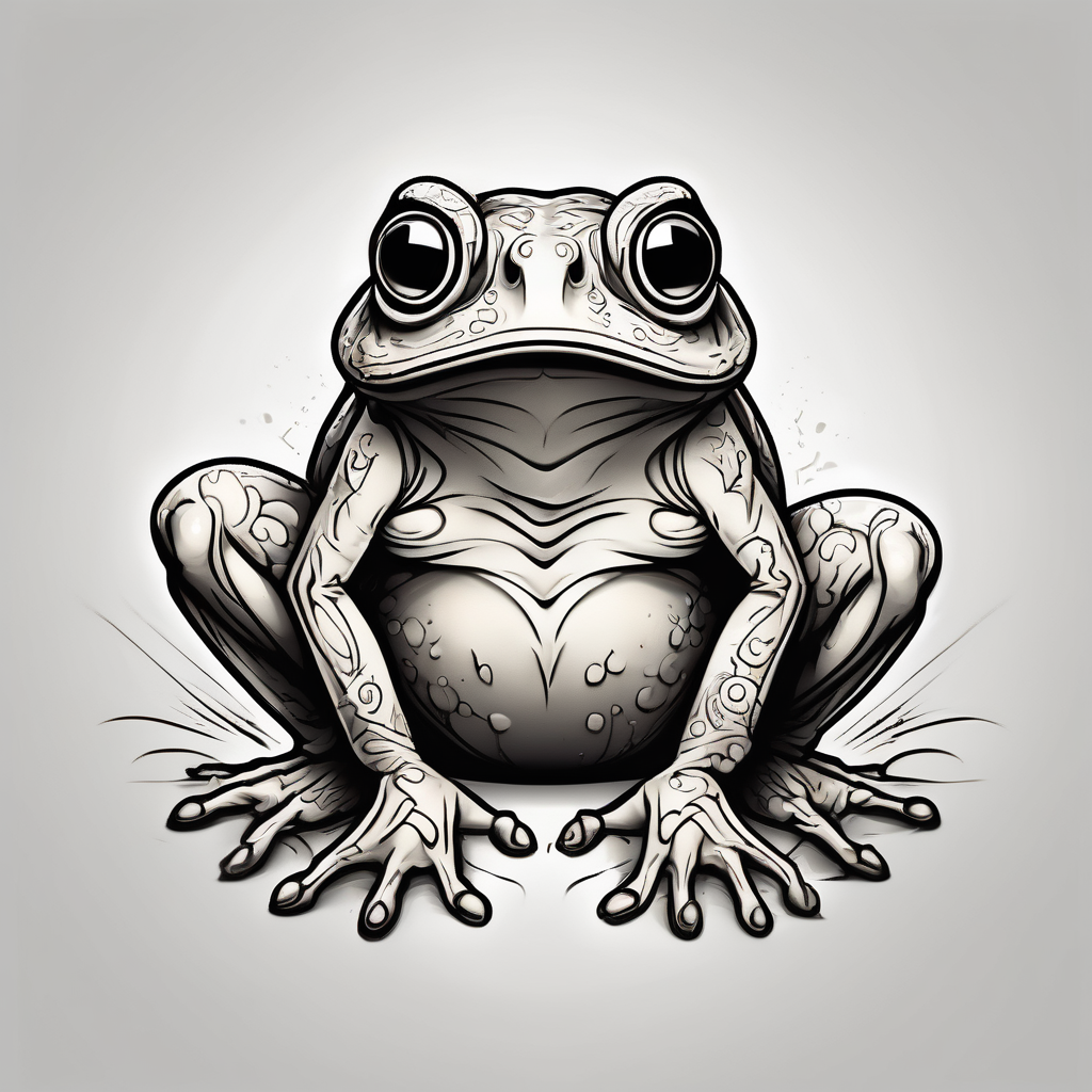 Neo-Traditional Grumpy Toad Tattoo